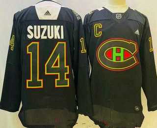 Men%27s Montreal Canadiens #14 Nick Suzuki Black History Night Authentic Jersey->minnesota wilds->NHL Jersey